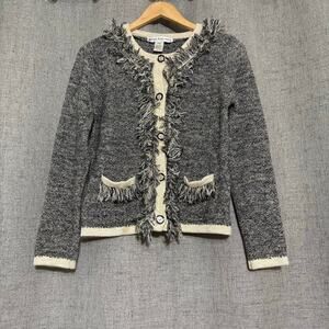 Nicole Alexander Sweater Women Small Black‎ Gold Fringe